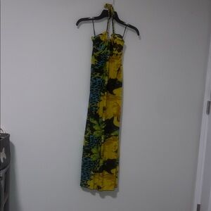 Floral Yellow and Blue Maxi Dress